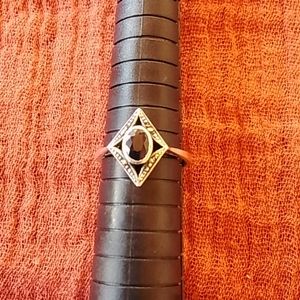 Silver and black amethyst ring.